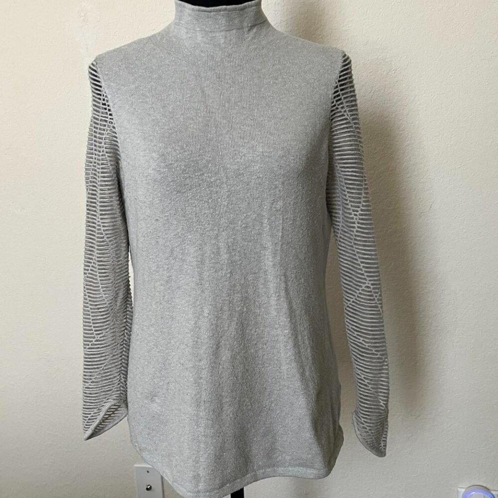 Nic+Zoe sweater women M gray turtleneck long sleeve cotton knitted casual